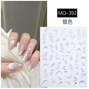 New Nail Art Stickers Bronzing Stickers Gold Branches and Jade Leaves Chinese Style Guofeng Leaves Adhesive Nail Stickers Little Red Riding Book Explosions