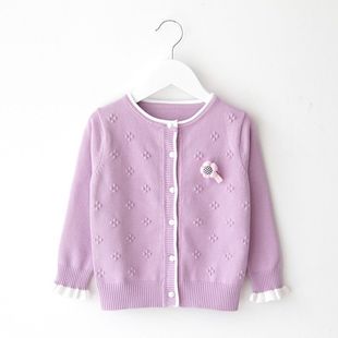 2021 New Children's Wear Girl's Cotton Knitted Cardigan Jacket Children's Girl's Autumn Jacket Big Boy Roga