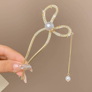 National Style Pearl Tassel Hair Hairpin New Chinese Style Antique Style Women's High-end U-shaped Hair Hairpin Horse-faced Skirt Hair Accessories