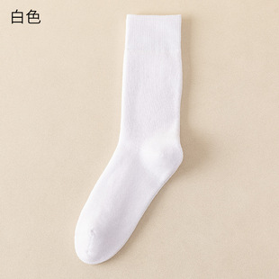 100% cotton men's mid-tube socks autumn and winter fleece-lined thick socks pure cotton men's socks solid color long warm terry socks