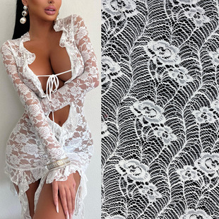 Cardamine cotton stretch lace fabric three-dimensional pressure yarn rose lace fabric European and American women's lace cardigan fabric