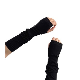PunK StYle DarK Color Y2K Half Finger Sleeves for Women ins TrendY Men's Leather Bracelets Summer Thin Ice SilK Sleeves Sun Protection Sleeves