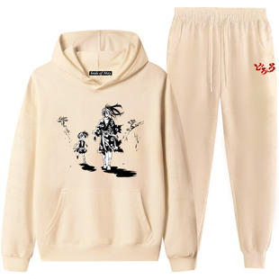 Dororo Dororo Cross Border Couple Sweatshirt Tut Pants Hooded Set for Men and Women