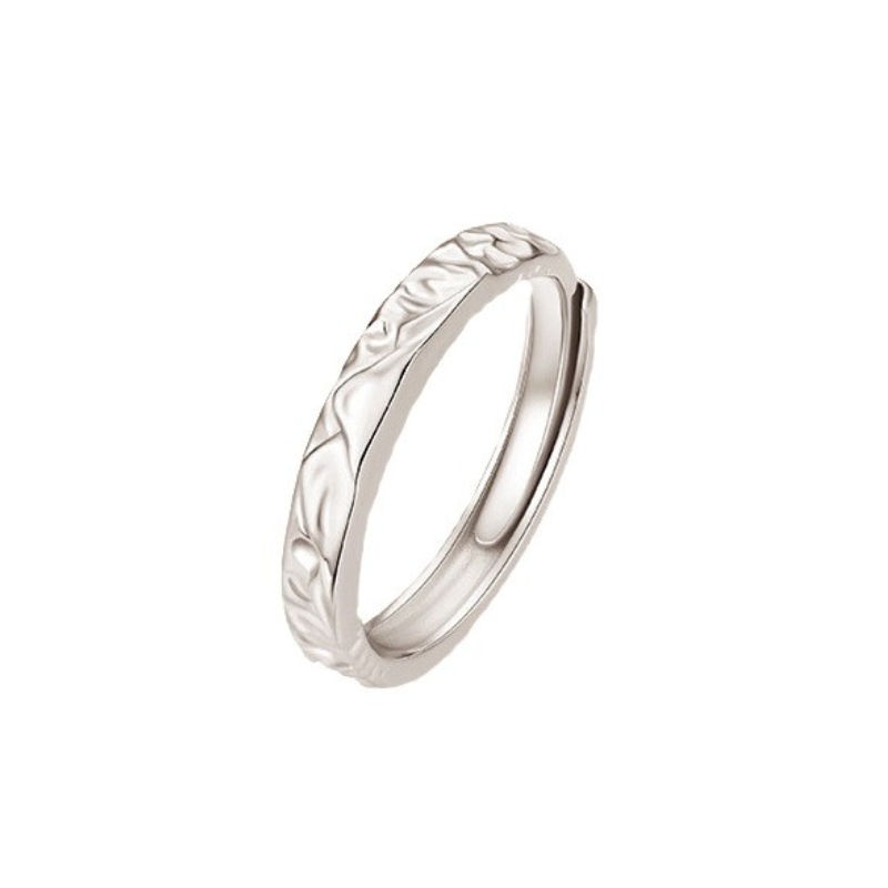 Jin Hongsheng S999 Pure Silver Sakura Couple Rings for Men and Women, designed for lovers, with an adjustable open-end design.