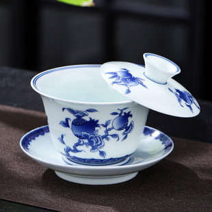 Celadon Sancai Bowl Hover Ceramic Large Kung Fu Tea Set Set Retro Landscape Household Tea Bowl Wholesale