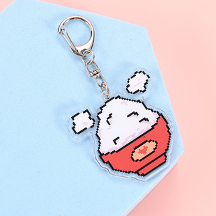 Cartoon Gourmet Drink Pixel Style Acrylic Keychain Customized D-chain Key Chain Bag Decorative Small Pendant