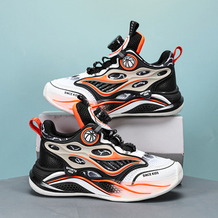 Boys Shoes 2025 New Spring Explosions Children's sneaker Boys Rotating Button Soft Bottom Training Basketball Shoes