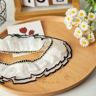 7CM Wide White Mesh Wrinkle Non-elastic Lace Garment Accessories Decoration Handmade DIY Skirt Curtain Fabric Material