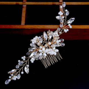 European and American bridal handmade golden hair comb crown headdress wedding hair plug accessories wedding accessories bridal updo hair accessories