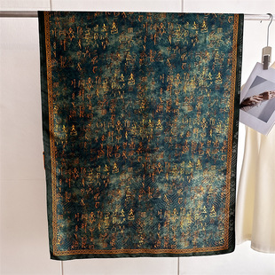 2025 New Long Lin Pattern Retro National Style Silk Road Large Silk Scarf Women's Spring Autumn and Winter Sunscreen Shawl Thin Scarf