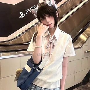 JK Vest/jk Vest School for Sense of College Style Wear Solid Color Knitted Sweater Joker Skirt Spring and Summer