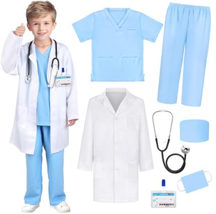 Cross-border Science Experiment Children's Surgical Clothing Medical Clothing White Coat Young Children's Doctor Playing Nurses Clothing Performance