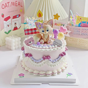 Female Star Ling Na Bei Er Cake Decoration Pink Fox Chuansha da ji Internet Red Girl Birthday Plug-in
