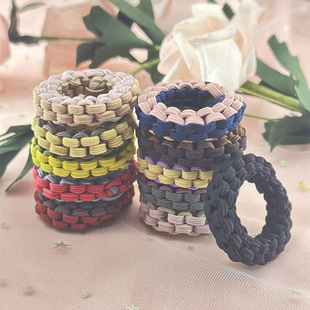Dopamine large elastic woven hair rope simple color matching tie hair rubber band Thick hair band hair rope hair accessories head accessories