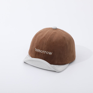 Children's Hat Autumn and Winter Distinctive Color Matching Short Rim Cap Boys' and Girls' Fashion Letter Soft Brim Baseball Cap Korean Style