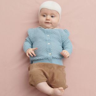 FUB children's clothing spring and autumn girls' thin knitted cardigan Hollow children's sunscreen baby's combed cotton air conditioning shirt