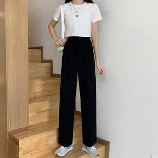 Khaki wide-leg pants women's high waist draping spring and autumn 2024 new summer straight casual suit pants