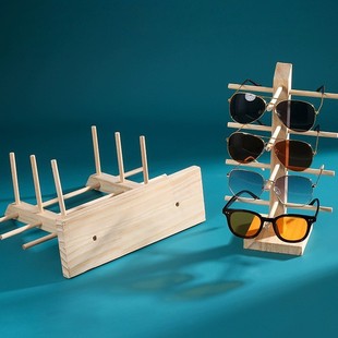 Wholesale solid wood sunglasses display rack log glasses rack display props wooden sunglasses display rack