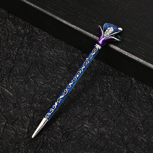 Classical Retro Blue and White Porcelain Hairpin Antique Temperament Hanfu Cheongsam Headwear Alloy Palace Step-up Hair Hairpin Female