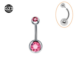 G23 titanium alloy inner tooth zircon nailing for navel F136 medical titanium double ball bag drill navel ring puncture jewelry