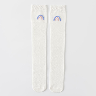 Children's socks girls' over-the-knee socks summer thin Class A cotton mesh breathable cute all-match mosquito-proof long socks