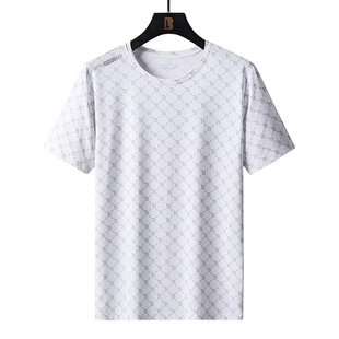 2023 New Couple Short Sleeve Ice Silk Men's T-Shirt Trendy Brand Explosions Printed Letter B Men's and Women's Summer Round Neck Simple T-Shirt