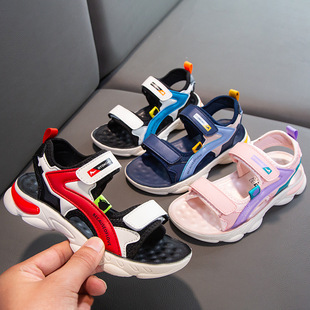 Boys and Girls Sandals New Style 2024 Summer Comfortable and Breathable Medium and Large Children's Beach Shoes Students Fashionable Open-Toed Children's Shoes