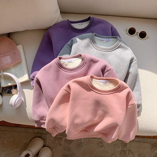 Children's Clothing Lamb Fleece Korean Autumn and Winter New fleece-lined Sweatshirt Baby Boys and Girls Thickened Warm Pullover Top