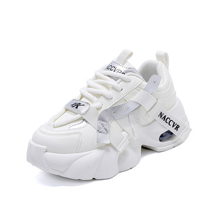 Women's thick-soled daddy shoes 2024 new spring popular women's shoes versatile height increasing sports white shoes casual shoes 2805