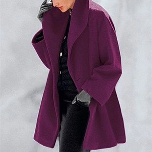 Cross-border women's simple coat Весна и осень минималистичный дикий средний длинный шерстяной шлем с капюшоном