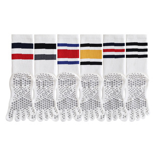 Two-bar color matching high rubber band sports women's socks antibacterial professional fitness silicone non-slip yoga pilates socks