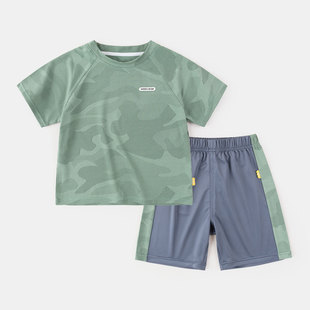 [Ice Crack Suit] Doodle Girls Short-sleeved Shorts Suit Children's Sports Two-piece Quick-drying Clothes Trendy