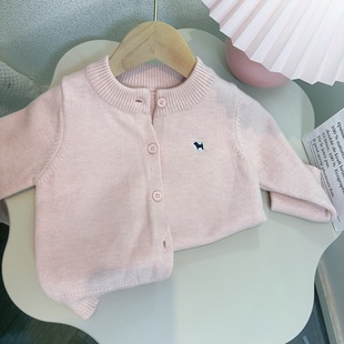 Girls' Boys' Knitted Cardigan 2024 Autumn New Children's Korean Loose Top Stylishly Embroidered Sweater Jacket