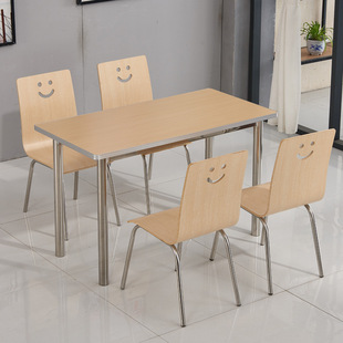 Fast Food Dining Table and Chair Combination Factory School Canteen Stainless Steel Split Dining Table Commercial Milk Tea Snack Noodle Shop Table and Chairs