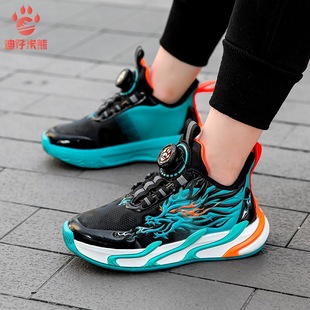 New Boys sneaker Leather Waterproof Non-Slip Wear-Resistant Rotary Buckle Casual Popular Children's Shoes Big Children's Basketball Shoes
