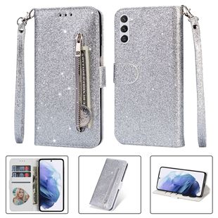 Foreign trade glitter zipper bag for Samsung S24PLUS phone case S25U card holder flip leather case A36