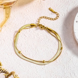 Трансграничный браслет женский титановый стальной покрытый 14K настоящее золото не выцветает