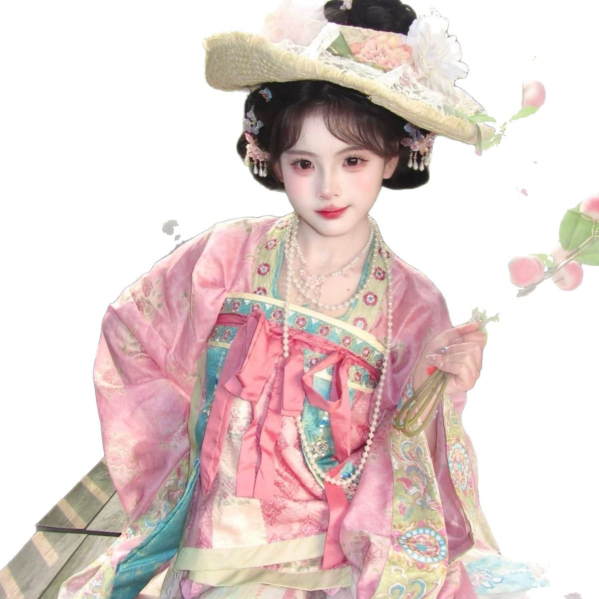 Hot-Selling Tang-Style Two-Way Wear Hanfu with Embroidered Floating Panels, Waist-Length and Chest-Length Heavy-Duty Four-Piece Set