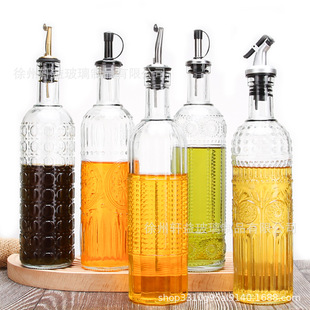 Amazon relief oil bottle soy sauce vinegar glass bottle 500ml wine bottle kitchen olive oil bottle sesame oil pot