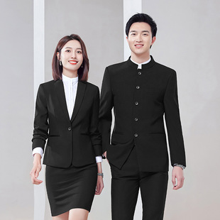 This job winter new business stand collar Zhongshan suit men's and women's formal wear business wear long sleeve suit formal wear