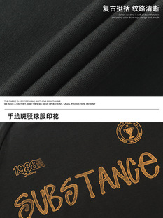 Contrast Color Hand-painted Letter Printed Short-sleeved T-shirt Men's 25 Summer New American Style Retro Pure Cotton Loose Half-sleeved T-shirt Q