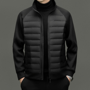Short Stitching Down Jacket Men's Lightweight Warm Collar Top 2024 Autumn and Winter New Business Casual Jacket for Men