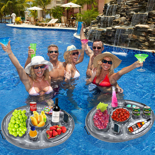 Spot pvc inflatable cup holder thickened swimming pool water drink holder coaster water party multifunctional inflatable cup holder