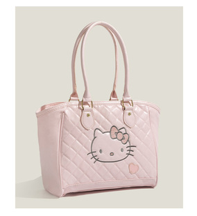 Sanrio Kitty Tote сумка милая сладкая девушка мягкая кожаная сумка на плечо сумочка женская большая емкость