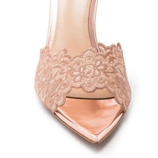 New European and American style lace high heel slippers pointed stiletto heel not tired feet high heels champagne fashion sexy outer wear