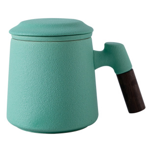 Find Factory Wooden Handle Mug Japanese Tea Water Separation Ceramic Cup Set Personal Cup Office Cup Souvenir Customization