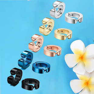 Wholesale stainless steel double-sided earrings Korean version of men's and women's fashion personality hip-hop ear clip without ear hole ear buckle ear ring