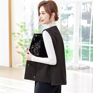 Guofeng Embroidered Vest Women's New Chinese-style Silk Jacquard Velvet Patchwork Vest Vintage Buckle Waistcoat plus size Vest