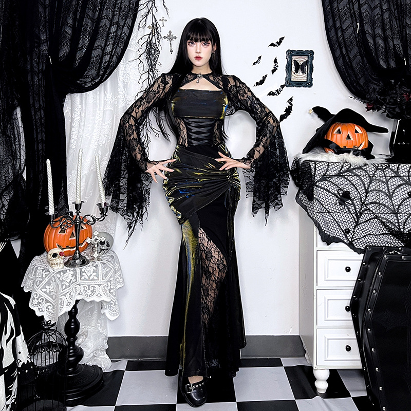 Xs24296 Autumn New European and American Style Elegant Sexy Lace Batwing Sleeve Irregular Patchwork Vest Top for Women
