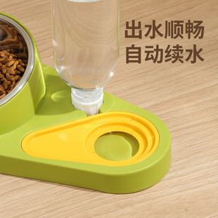 Dog Bowl cat bowl double bowl neck protection stainless steel anti-knock bowl automatic drinking pet food set Dog Basin Cat Basin feeding Basin